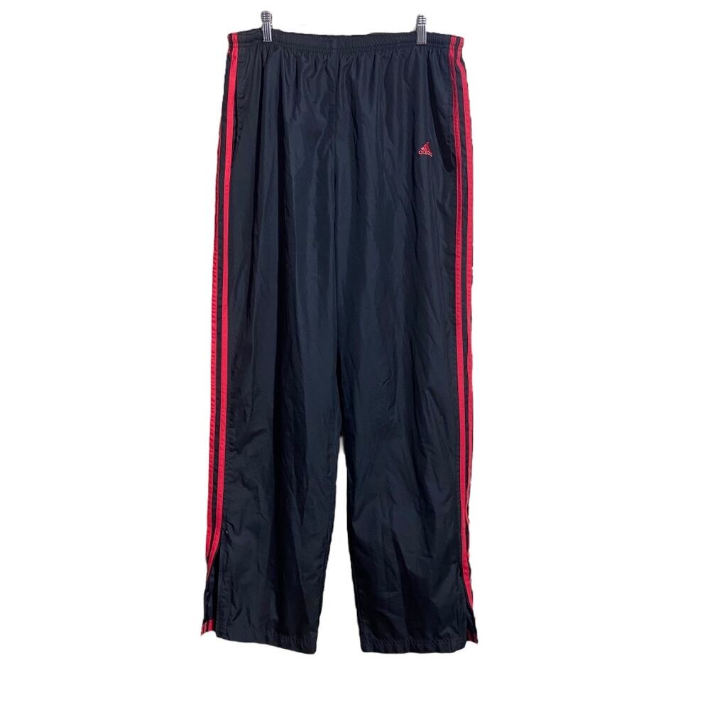 Vintage Y2K Adidas black athletic pants with the three red stripes 2006 Men's XL